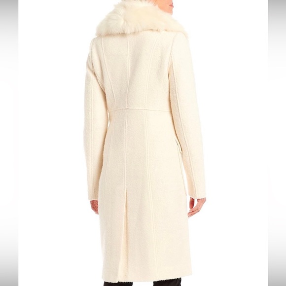 Guess Double Breasted Faux Fur Shawl Collar Long Sleeve Boucle Wool Blend Walk… - Picture 2 of 3